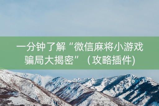 一分钟了解“微信麻将小游戏骗局大揭密”（攻略插件)