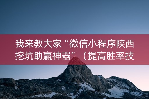 我来教大家“微信小程序陕西挖坑助赢神器”（提高胜率技巧)
