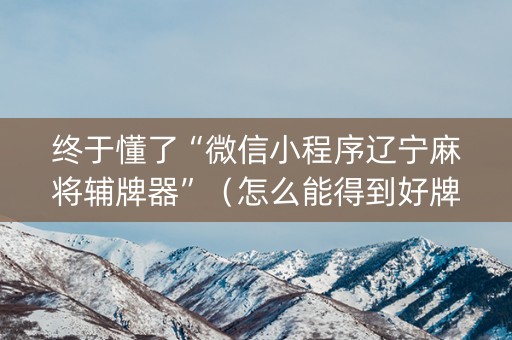 终于懂了“微信小程序辽宁麻将辅牌器”（怎么能得到好牌)