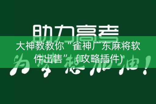 大神教教你“雀神广东麻将软件出售”（攻略插件)