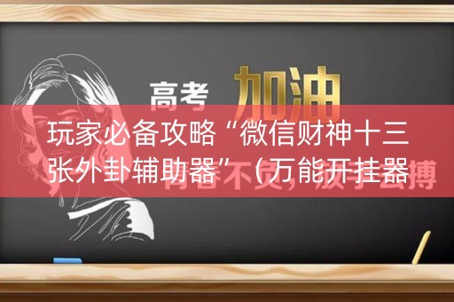 玩家必备攻略“微信财神十三张外卦辅助器”（万能开挂器)