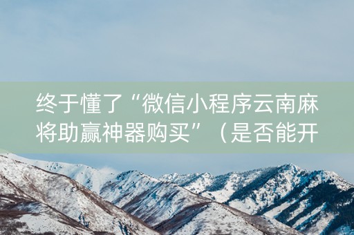 终于懂了“微信小程序云南麻将助赢神器购买”（是否能开挂)