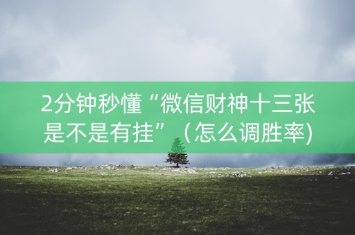 2分钟秒懂“微信财神十三张是不是有挂”（怎么调胜率)