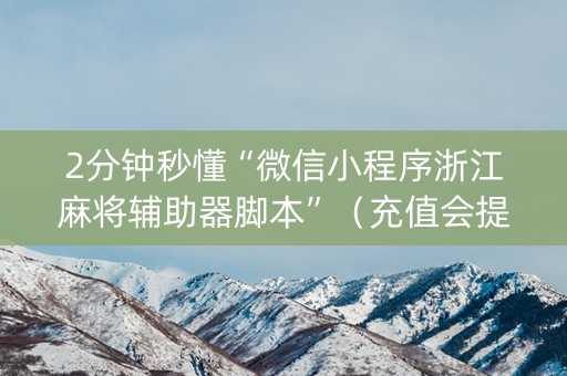 2分钟秒懂“微信小程序浙江麻将辅助器脚本”（充值会提高胜率么)