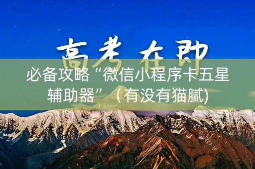 必备攻略“微信小程序卡五星辅助器”（有没有猫腻)