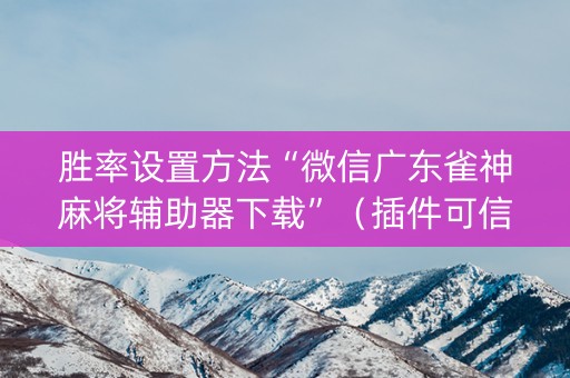 胜率设置方法“微信广东雀神麻将辅助器下载”（插件可信吗)