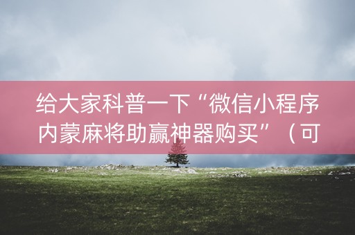 给大家科普一下“微信小程序内蒙麻将助赢神器购买”（可以设置输赢吗)