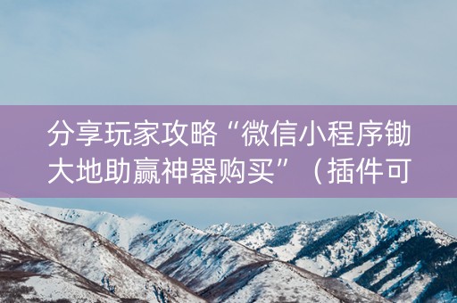 分享玩家攻略“微信小程序锄大地助赢神器购买”（插件可信吗)