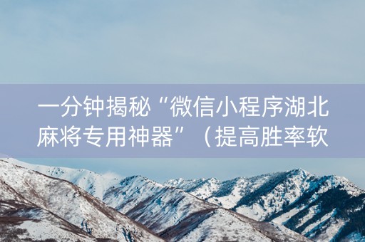 一分钟揭秘“微信小程序湖北麻将专用神器”（提高胜率软件)