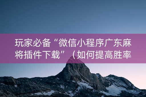 玩家必备“微信小程序广东麻将插件下载”（如何提高胜率)