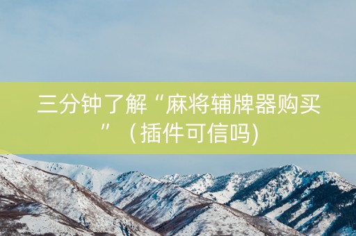 三分钟了解“麻将辅牌器购买”（插件可信吗)