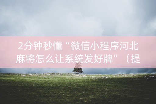 2分钟秒懂“微信小程序河北麻将怎么让系统发好牌”（提高胜率技巧)