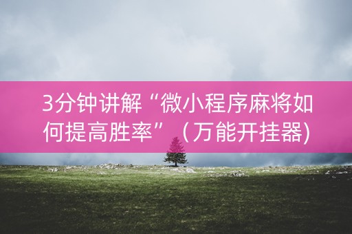3分钟讲解“微小程序麻将如何提高胜率”（万能开挂器)
