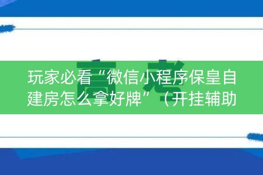 玩家必看“微信小程序保皇自建房怎么拿好牌”（开挂辅助插件)