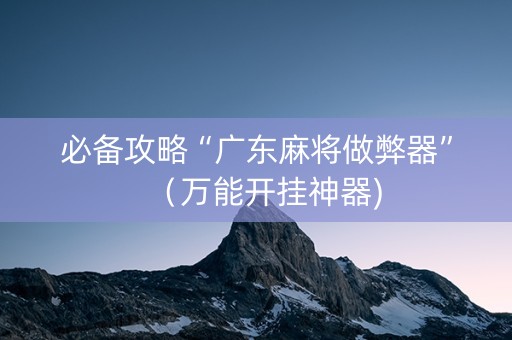 必备攻略“广东麻将做弊器”（万能开挂神器)
