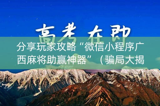 分享玩家攻略“微信小程序广西麻将助赢神器”（骗局大揭秘)