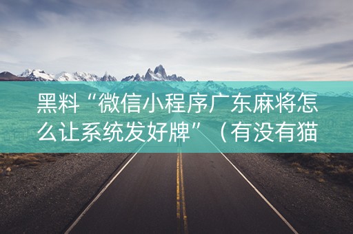 黑料“微信小程序广东麻将怎么让系统发好牌”（有没有猫腻)