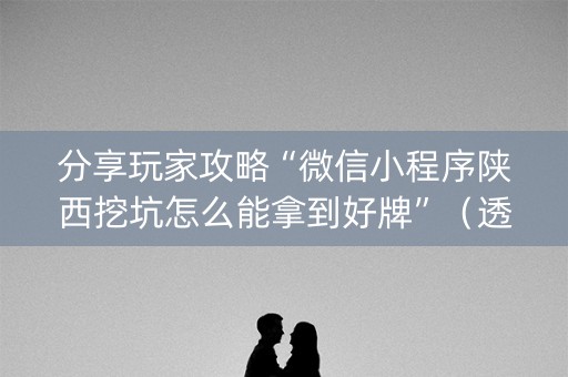 分享玩家攻略“微信小程序陕西挖坑怎么能拿到好牌”（透明器教程)
