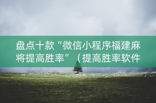 盘点十款“微信小程序福建麻将提高胜率”（提高胜率软件)