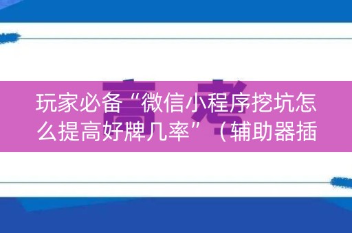 玩家必备“微信小程序挖坑怎么提高好牌几率”（辅助器插件)