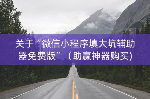 关于“微信小程序填大坑辅助器免费版”（助赢神器购买)