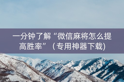 一分钟了解“微信麻将怎么提高胜率”（专用神器下载)