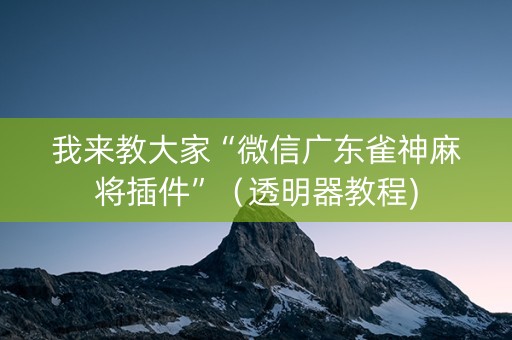 我来教大家“微信广东雀神麻将插件”（透明器教程)