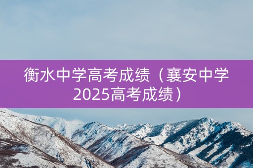 衡水中学高考成绩（襄安中学2025高考成绩）