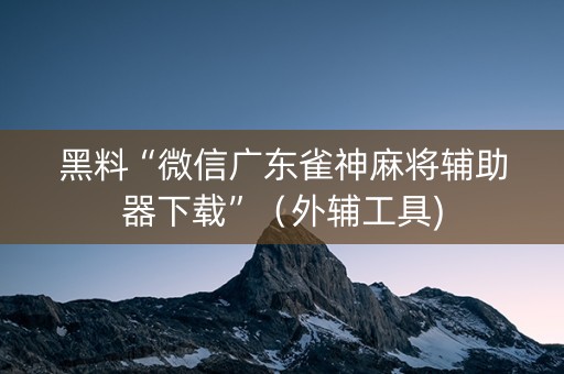 黑料“微信广东雀神麻将辅助器下载”（外辅工具)