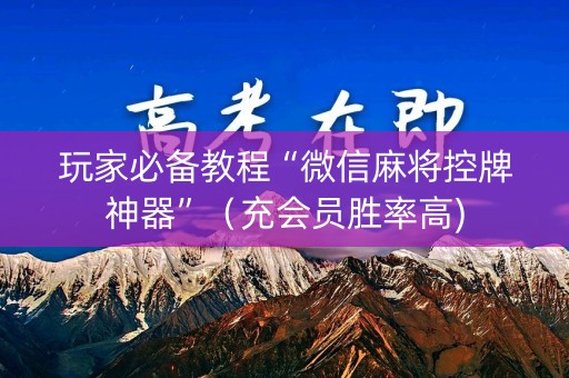 玩家必备教程“微信麻将控牌神器”（充会员胜率高)