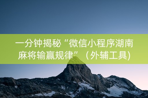 一分钟揭秘“微信小程序湖南麻将输赢规律”（外辅工具)