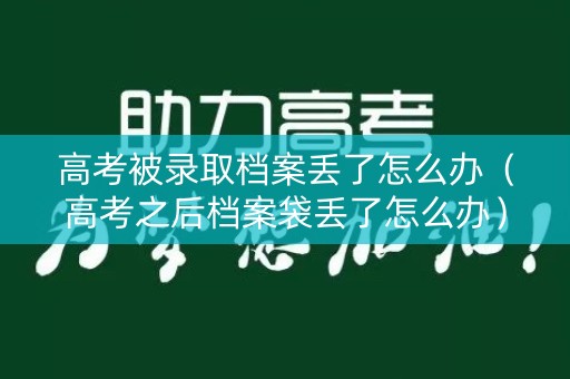 高考被录取档案丢了怎么办（高考之后档案袋丢了怎么办）
