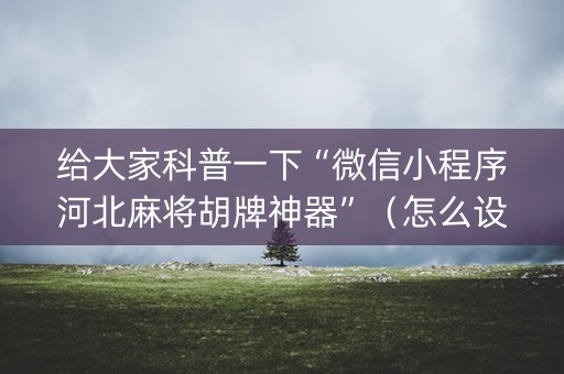 给大家科普一下“微信小程序河北麻将胡牌神器”（怎么设置才能赢)
