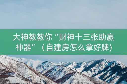 大神教教你“财神十三张助赢神器”（自建房怎么拿好牌)