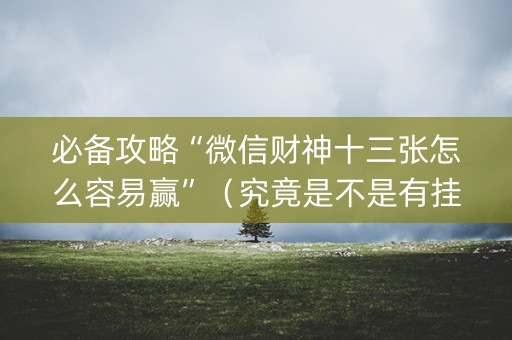 必备攻略“微信财神十三张怎么容易赢”（究竟是不是有挂)