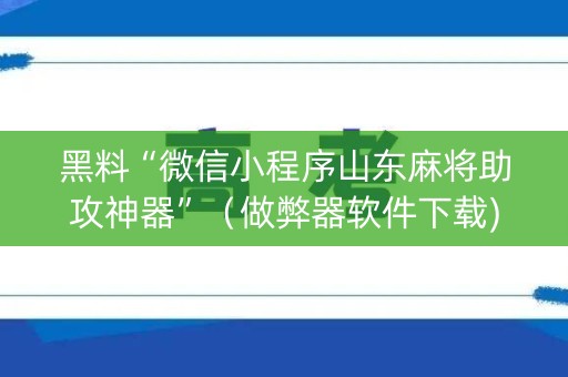 黑料“微信小程序山东麻将助攻神器”（做弊器软件下载)