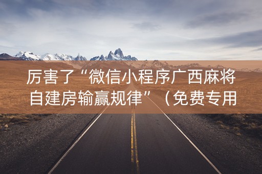 厉害了“微信小程序广西麻将自建房输赢规律”（免费专用神器)