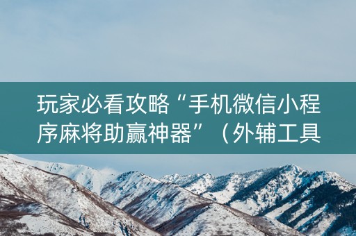 玩家必看攻略“手机微信小程序麻将助赢神器”（外辅工具)