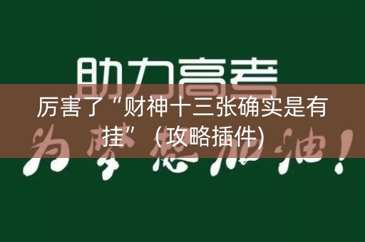 厉害了“财神十三张确实是有挂”（攻略插件)