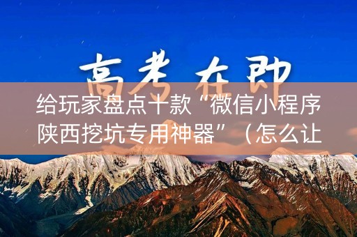给玩家盘点十款“微信小程序陕西挖坑专用神器”（怎么让系统给你发好牌)