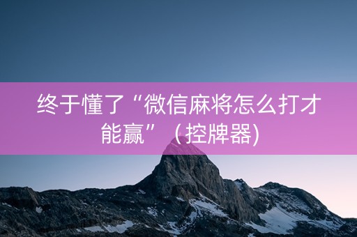 终于懂了“微信麻将怎么打才能赢”（控牌器)