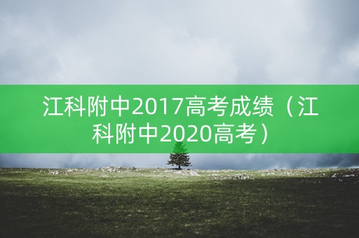 江科附中2017高考成绩（江科附中2020高考）