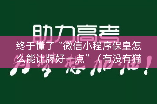 终于懂了“微信小程序保皇怎么能让牌好一点”（有没有猫腻)