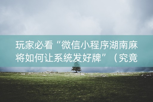 玩家必看“微信小程序湖南麻将如何让系统发好牌”（究竟是不是有挂)