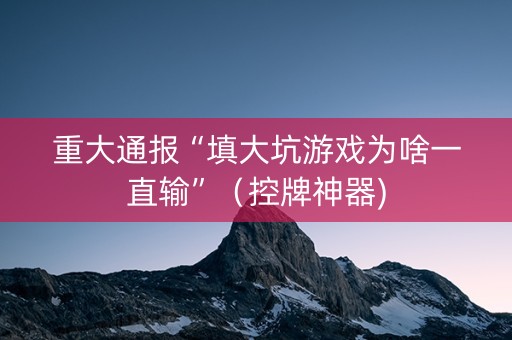 重大通报“填大坑游戏为啥一直输”（控牌神器)