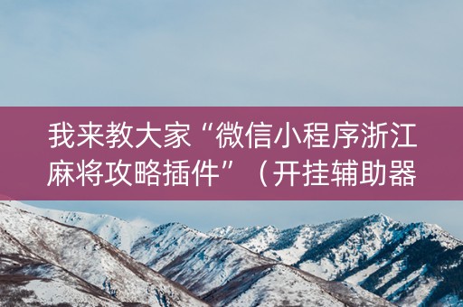 我来教大家“微信小程序浙江麻将攻略插件”（开挂辅助器脚本)