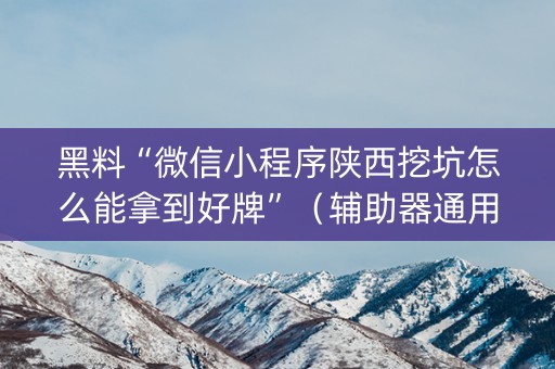 黑料“微信小程序陕西挖坑怎么能拿到好牌”（辅助器通用版)