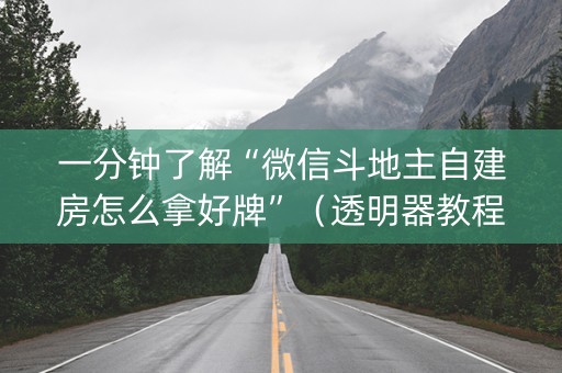 一分钟了解“微信斗地主自建房怎么拿好牌”（透明器教程)