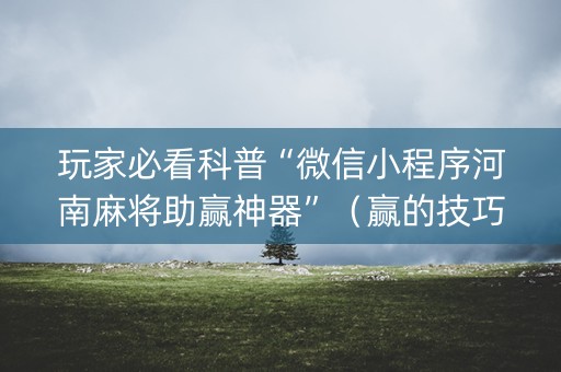玩家必看科普“微信小程序河南麻将助赢神器”（赢的技巧规律)