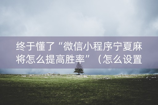 终于懂了“微信小程序宁夏麻将怎么提高胜率”（怎么设置能有好牌)